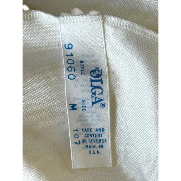 Olga Vintage 91060 Nylon/Spandex Elegant White/Ivory Lace & Satin Sleeveless Nig - Picture 10 of 11